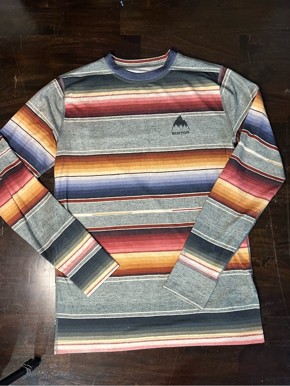 Burton Midweight Base Layer Crew, Sinola Stripe, Long Sleeve Crew Tee, Sz L